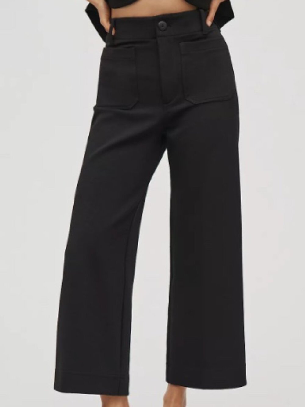 Maeve by Anthropologie "The Colette" Black Knit Wide Leg Cropped Pant